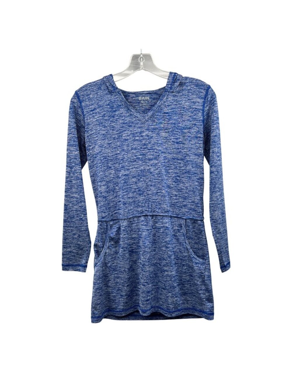 BAW Womens Lightweight Hoodie Long Sleeve Blue/Gray Spacedye Size Small